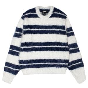 Stussy Mohair Hairy Stripe Crew Sweater Ivory/Navy
